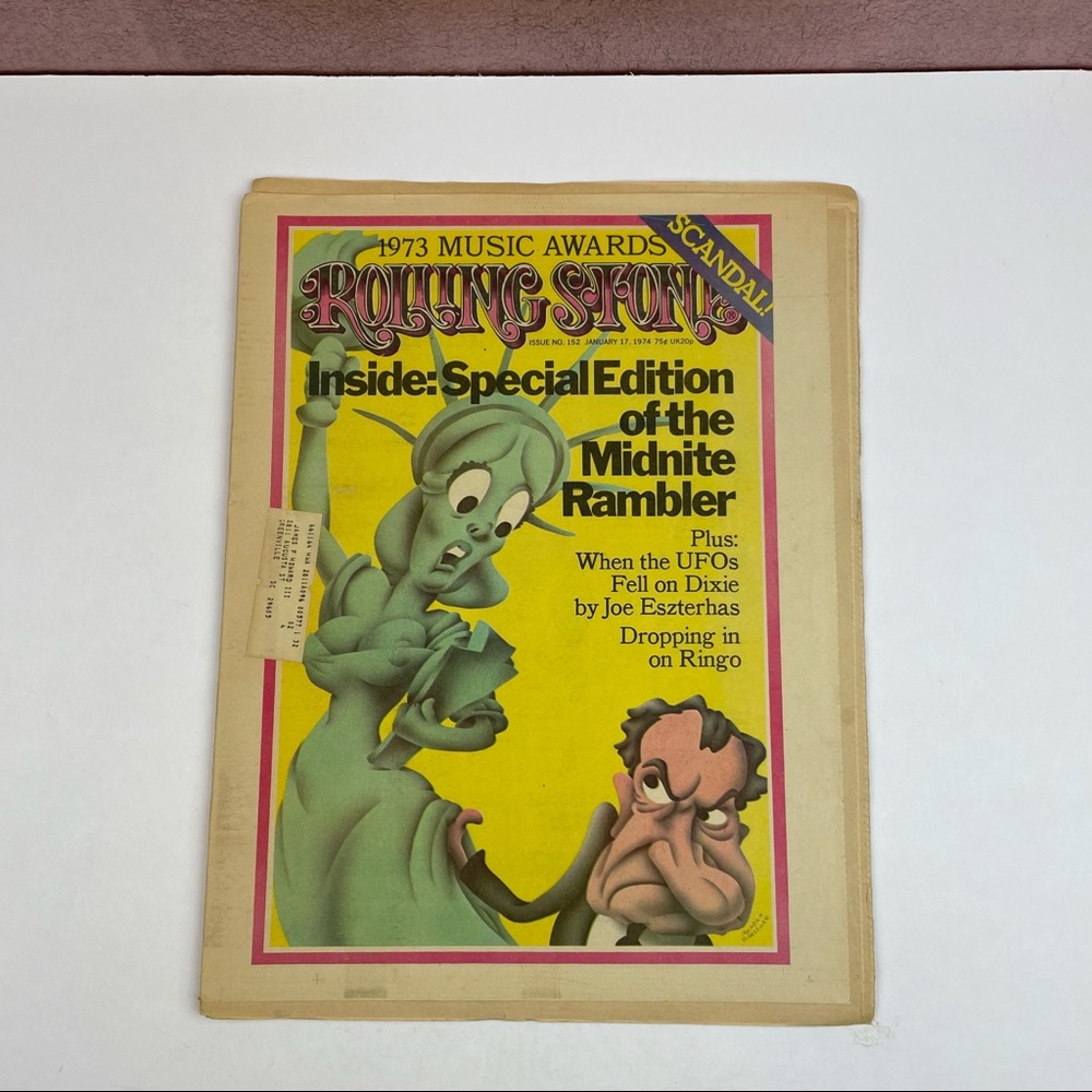 Vintage Rolling Stone Magazine January 1974 Music Awards Ringo Art History